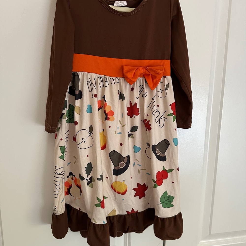 Thanksgiving Dress with Orange Bow